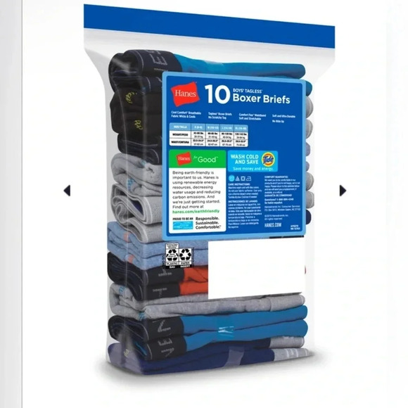 Hanes boys tagless boxer briefs sz M(8-10)#001 - Picture 2 of 4